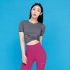 Fresh Feather Twist Crop Short Sleeve Cooling Gray
