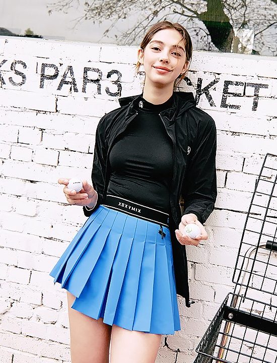 Unbalanced Pleated Culottes Skirt Active Blue 1