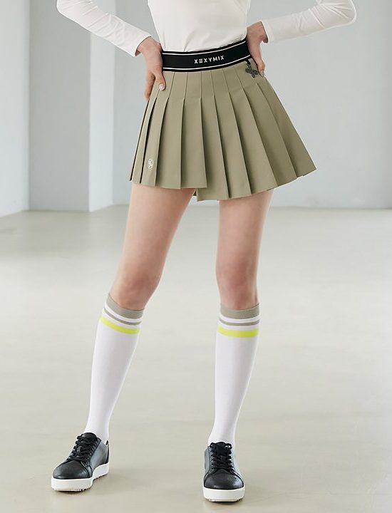 Unbalanced Pleated Culottes Skirt Peanut Beige 1
