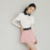 Unbalanced Pleated Culottes Skirt Pink Icing 1