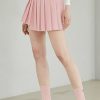 Unbalanced Pleated Culottes Skirt Pink Icing