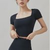 Gela Intention Wide Square Crop Top Ash Navy 2