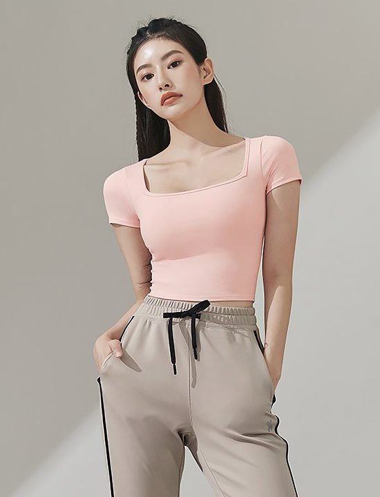Gela Intention Wide Square Crop Top Peach Bird