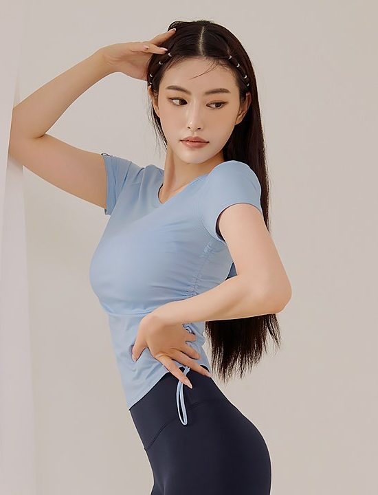 Mesh String Short Sleeve Light Blue