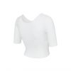 Middle Sleeve Crop Top Back Ivory 4