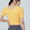 Middle Sleeve Crop Top Sunshine Yellow 1