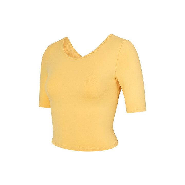 Middle Sleeve Crop Top Sunshine Yellow 2