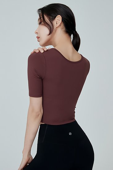 Middle Sleeve Crop Top Aucent Wine 1