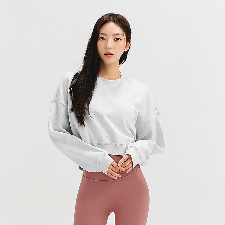 Basic Crop Sweatshirt Light Melange