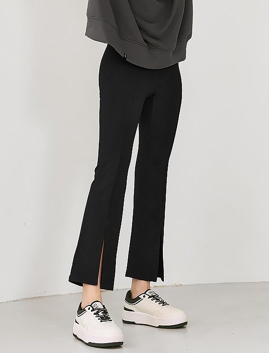 Gela Intention Brushed Bootcut Split Pants Black