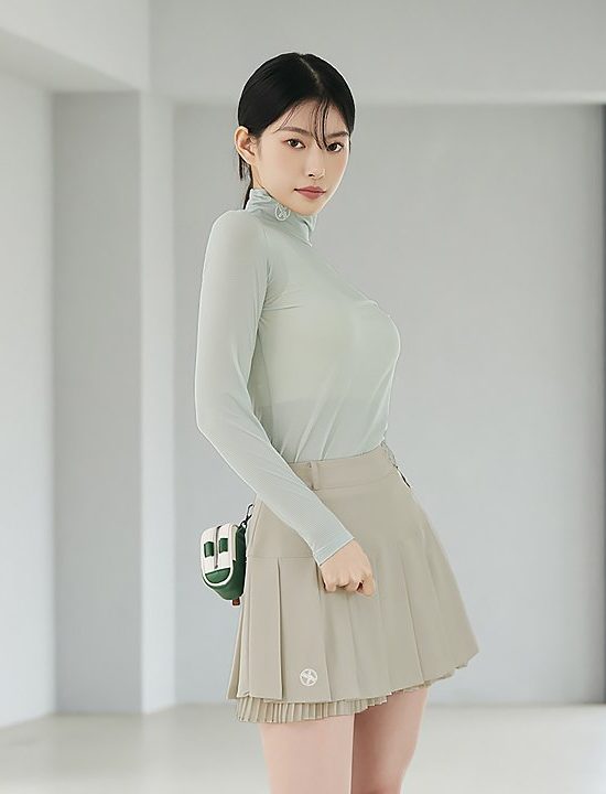 Mock Neck Shirring Base Layer Sugar Mint 1