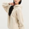 Overfit Sherpa Hood Zip Up Soy Pudding 1