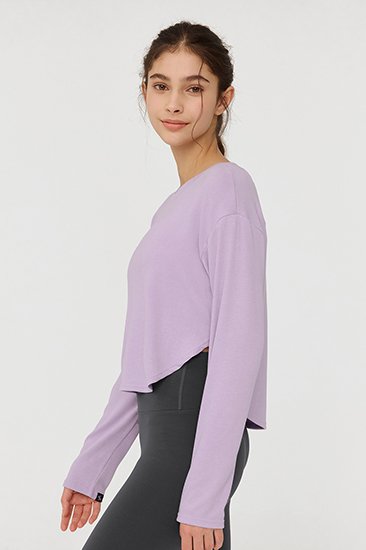 Easy Round Crop Long Sleeve Awesome Lavender 2