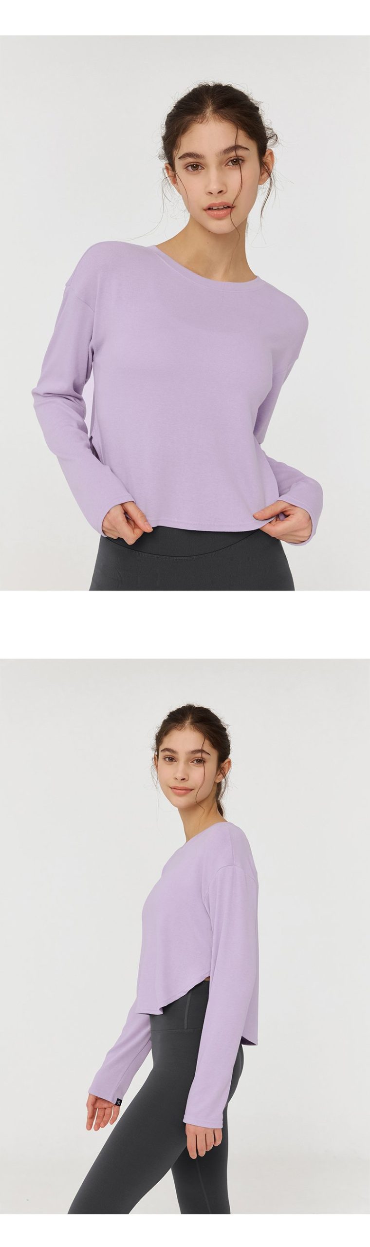 Easy Round Crop Long Sleeve Awesome Lavender 4