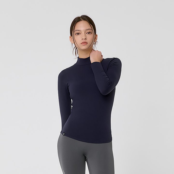 Mock Neck Slim Fit Long Sleeve Awesome Navy