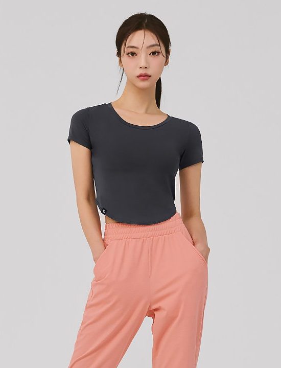 Xella™ Light Round Crop Top Charcoal Gray