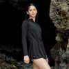 Multi Cover Up One Piece Zip Up Black