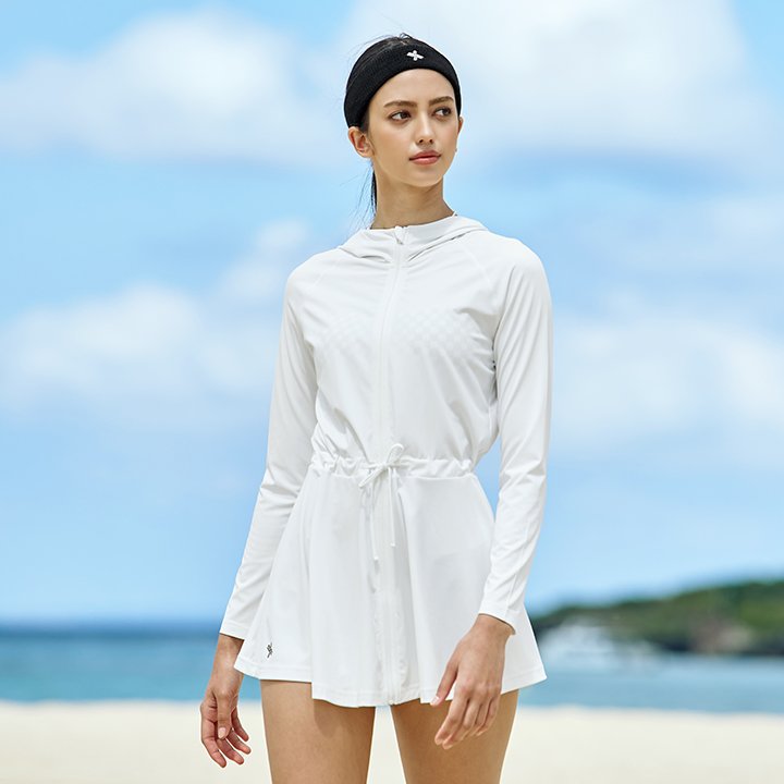 Multi Cover Up One Piece Zip Up Ivory