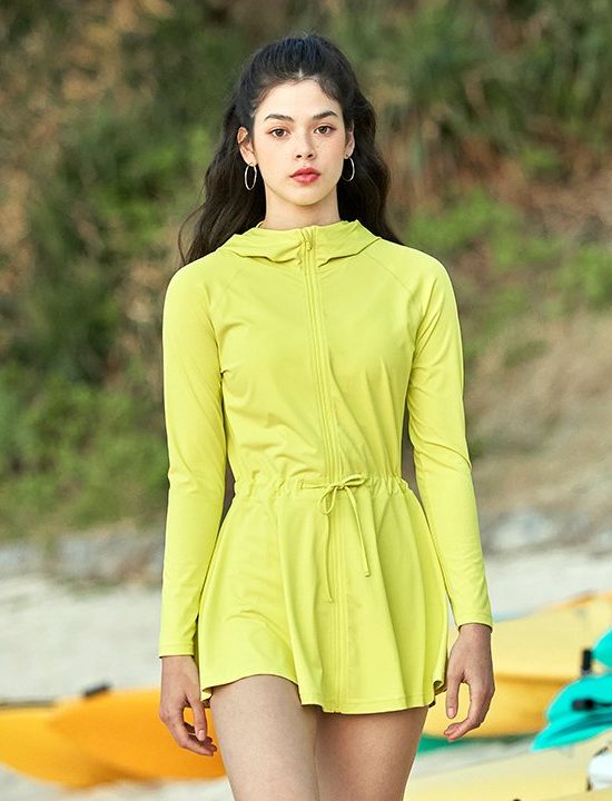 Multi Cover Up One Piece Zip Up Sunny Lime