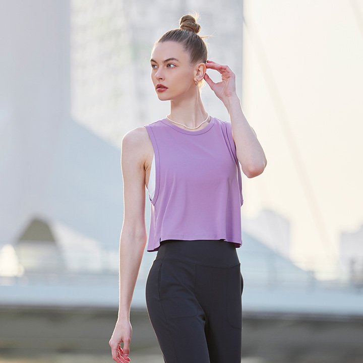 Soft Crop Sleeveless English Lavender