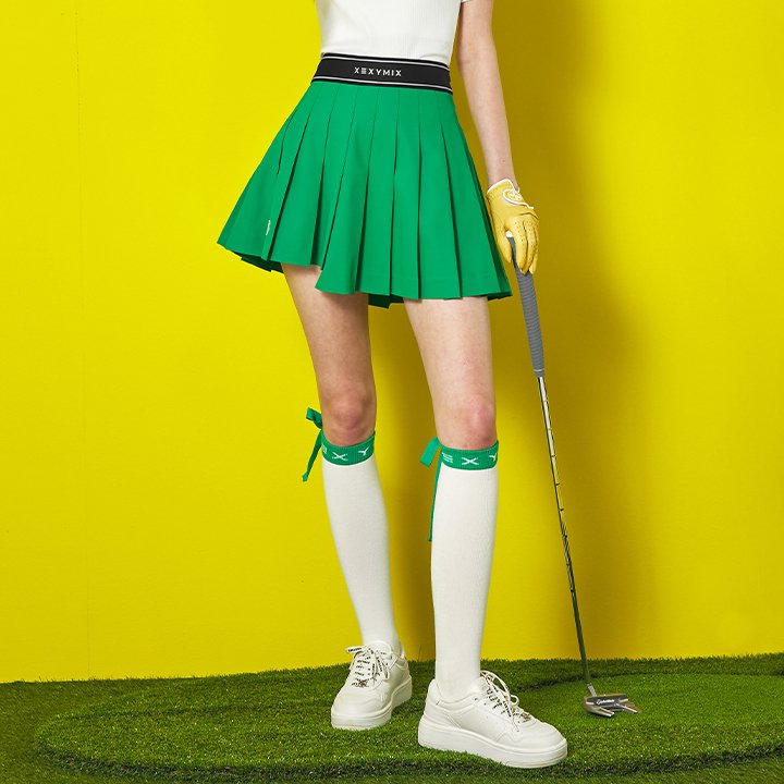 Unbalanced Pleats Culotte Skirt 2.0 Green