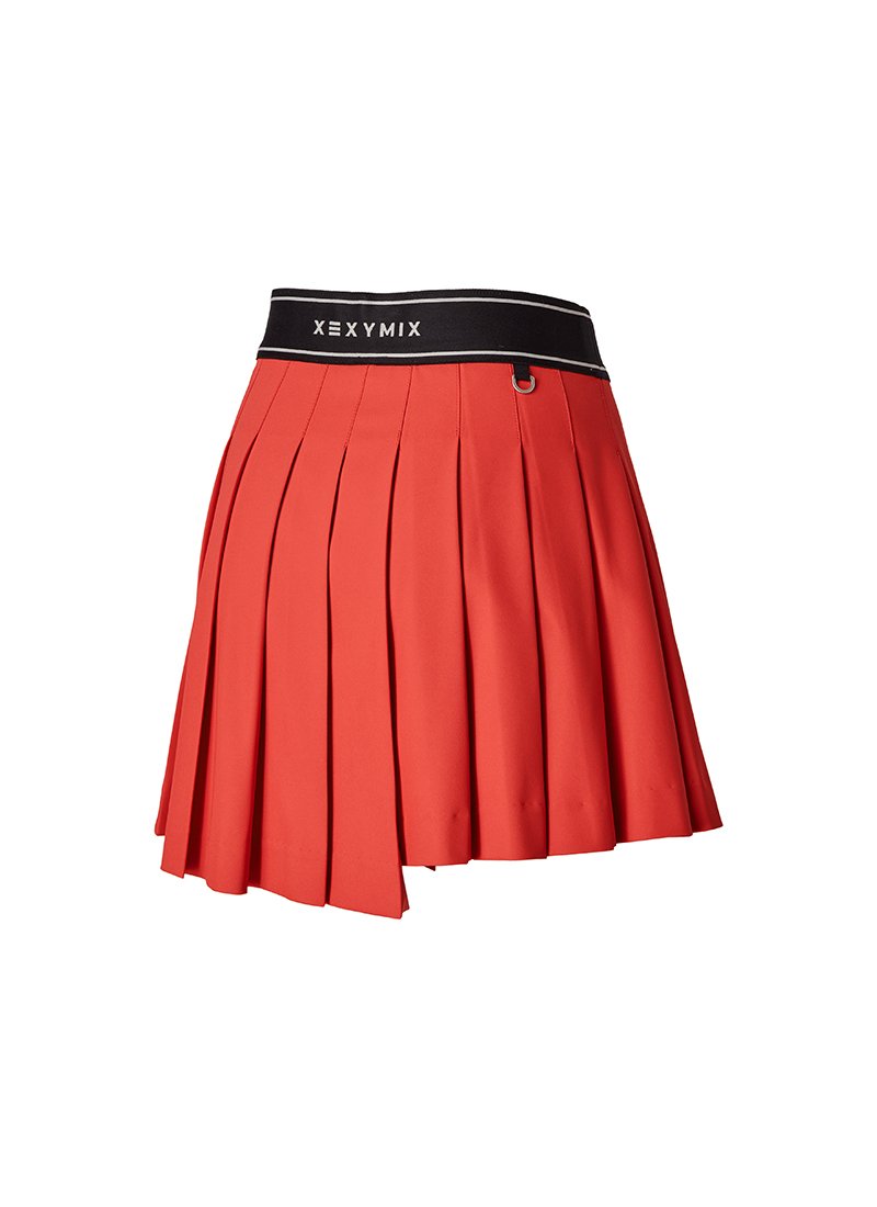 Unbalanced Pleats Culotte Skirt 2.0 Red 6
