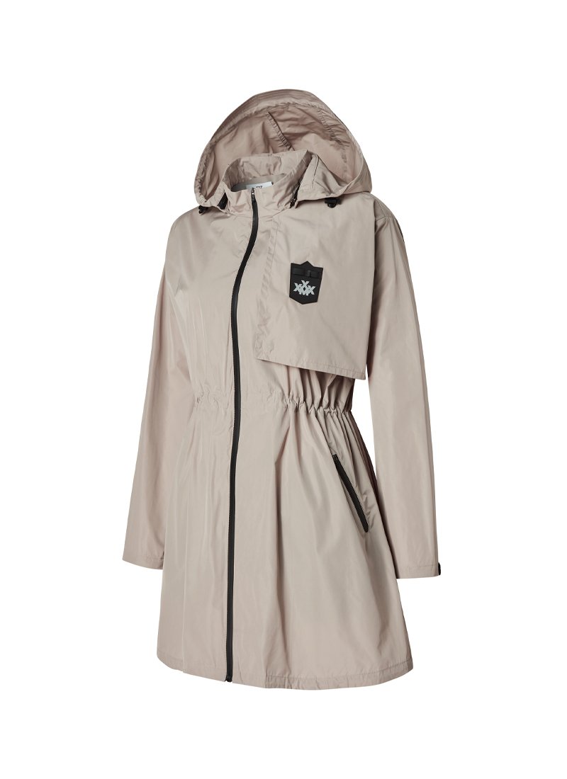 Detachable Hood Raincoat Beige 6