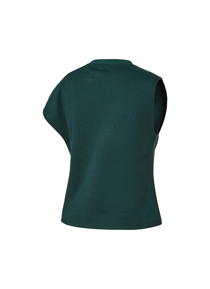 Unbalanced Shoulder Vest Dark Green 5
