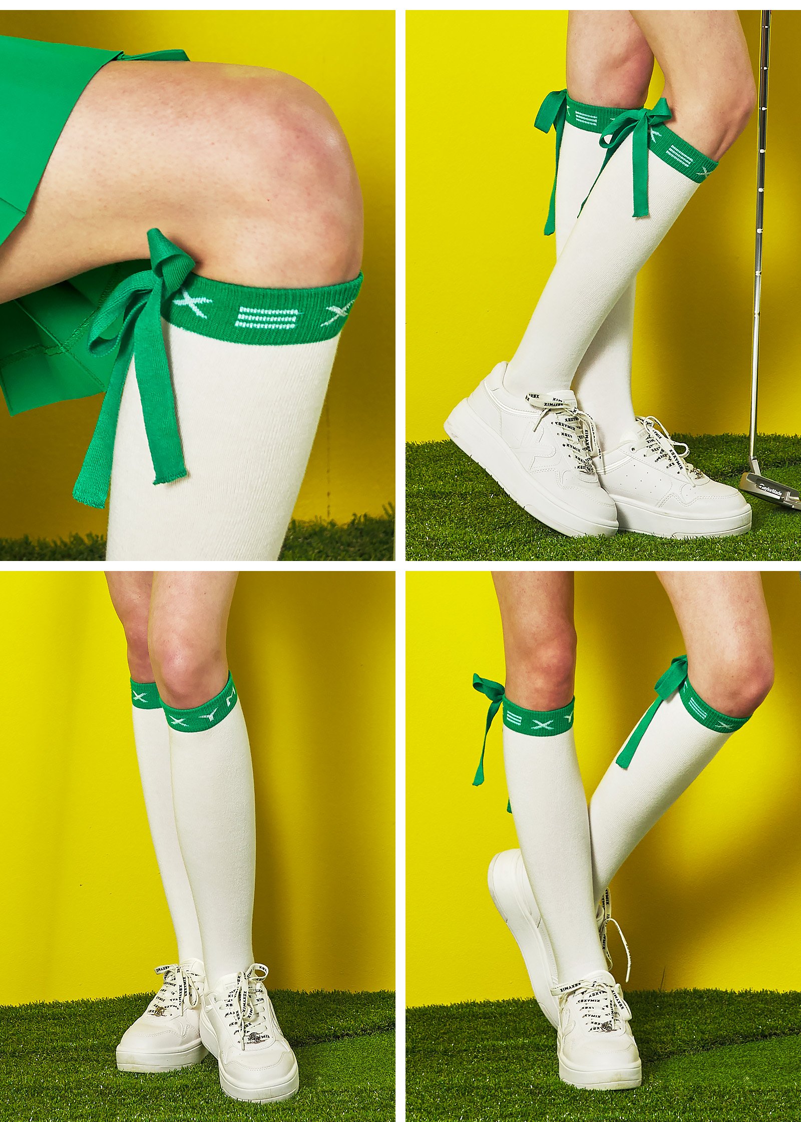 Field Ribbon Knee Socks Green