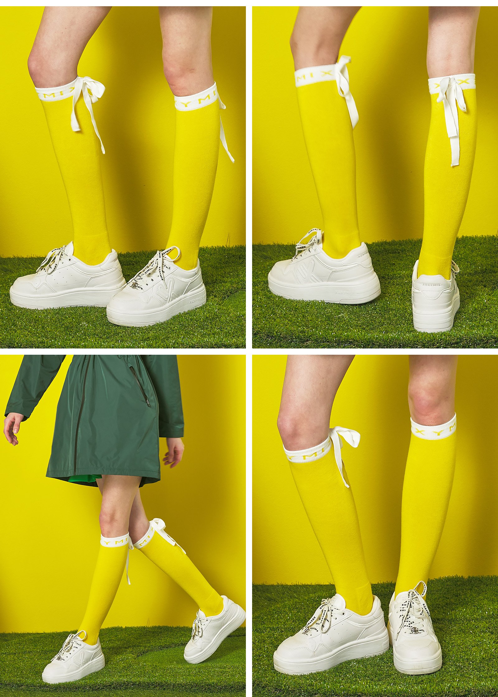 Field Ribbon Knee Socks Yellow
