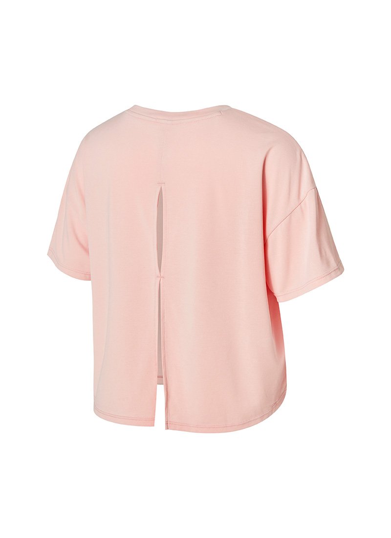 Back Slit Crop T Shirt Floral Pink 5