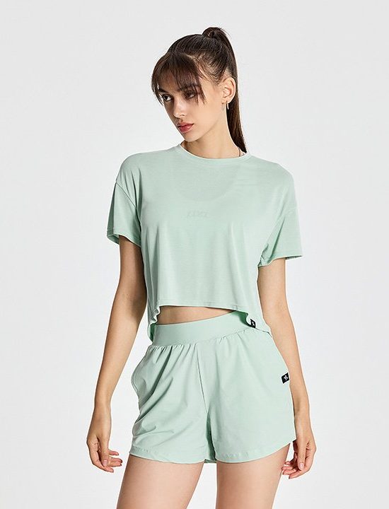 Back Slit Crop T Shirt Soft Mint