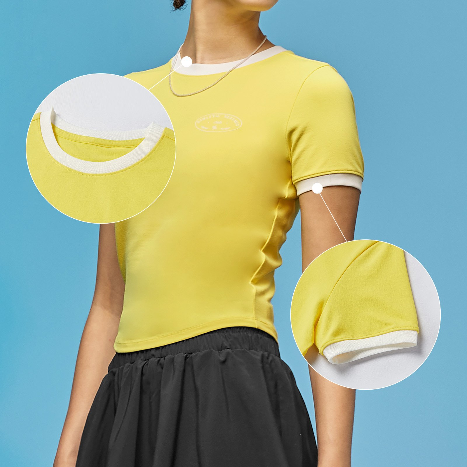 Color Matching Point Cropped T Shirt Lemon Drop 3
