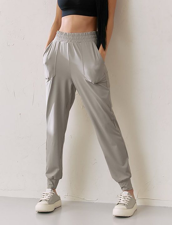 Medium Feather In Band Jogger Pants Shimmer Gray