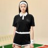 Sporty Terry Color T Shirt Black