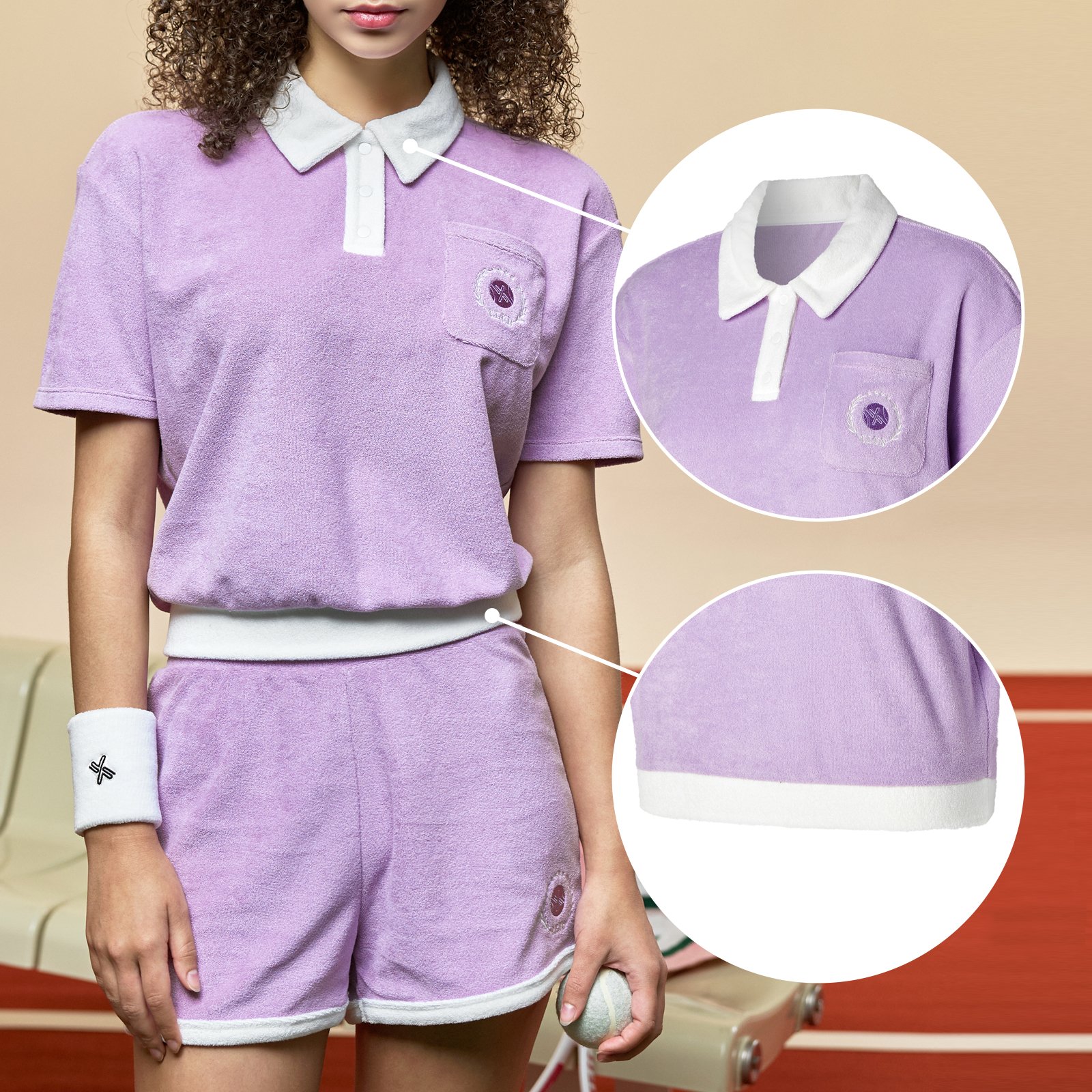Sporty Terry Color T Shirt Lavender Fog 4