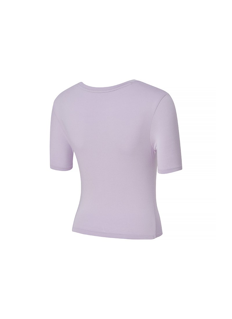 Side Shirring Unbalanced Short Sleeve Pale Lavender 6