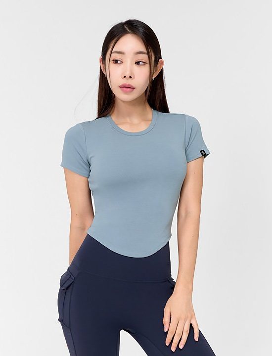Soft Tension Round Crop Top Country Blue