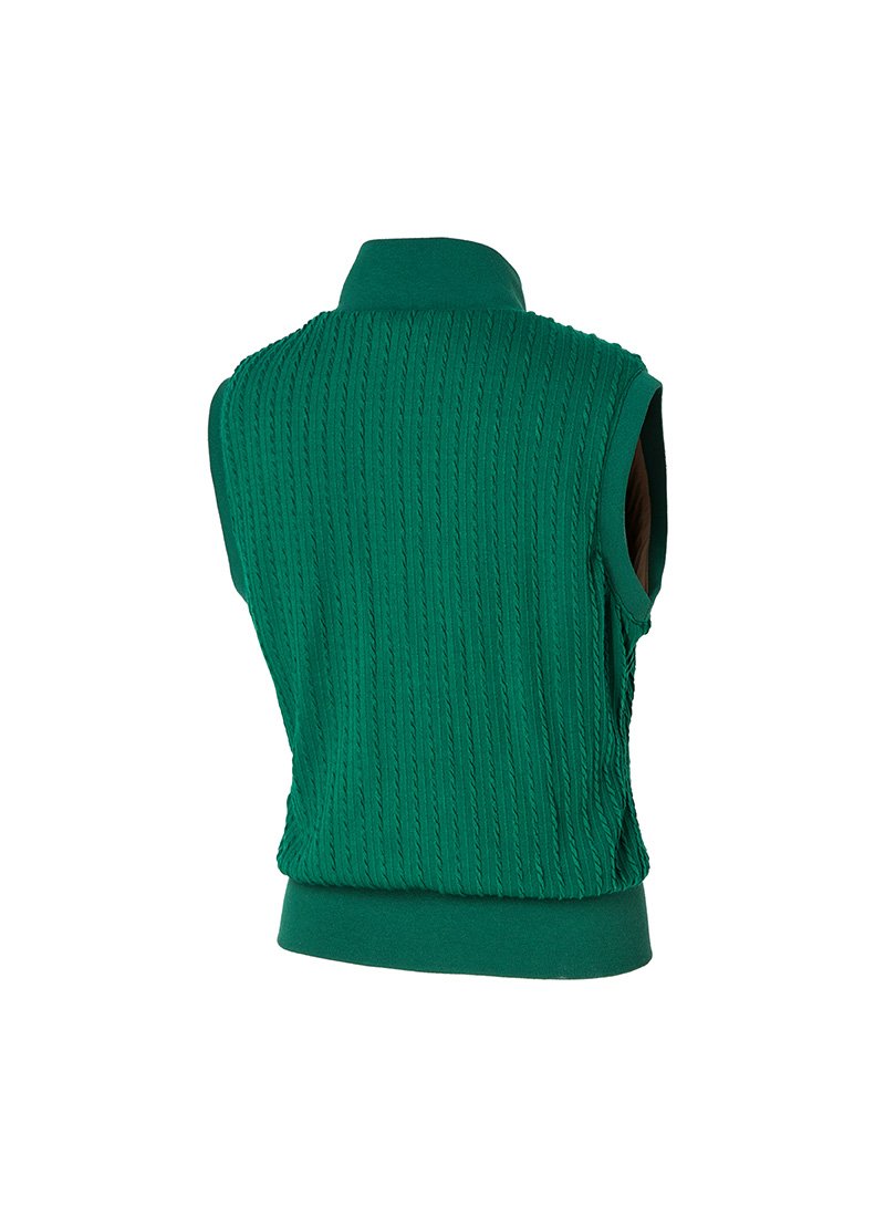 Cable Pattern High Neck Vest Green 6