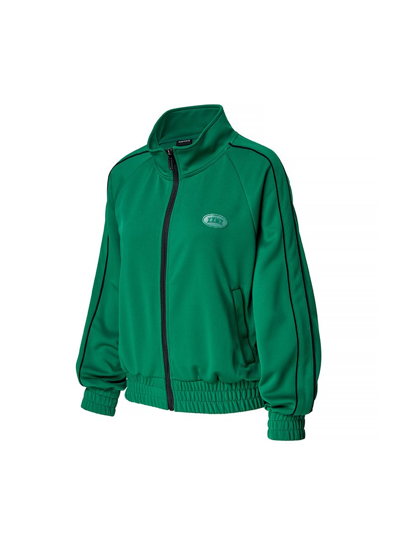 Color Combination Line Track Jacket Earth Green 5