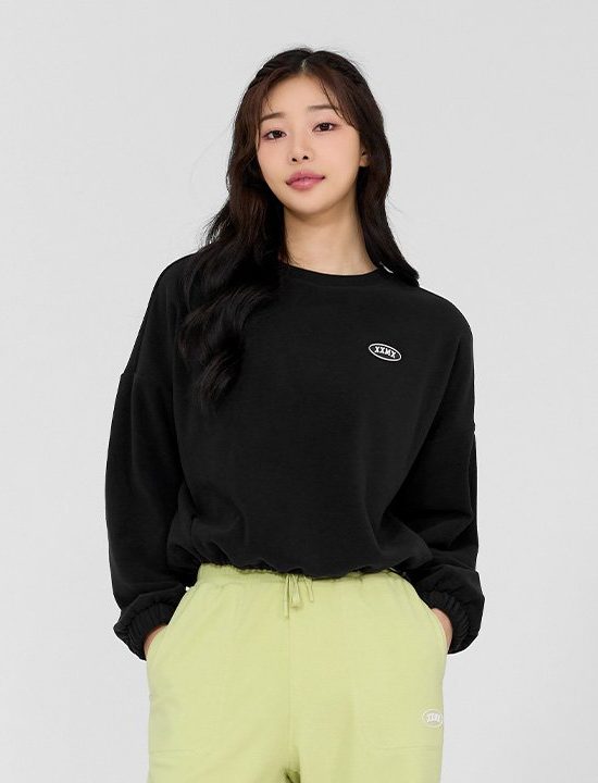 Light Fleece Crop Sweatshirt Black