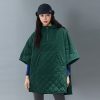 Quilted Hood Packable Poncho Hunter Green