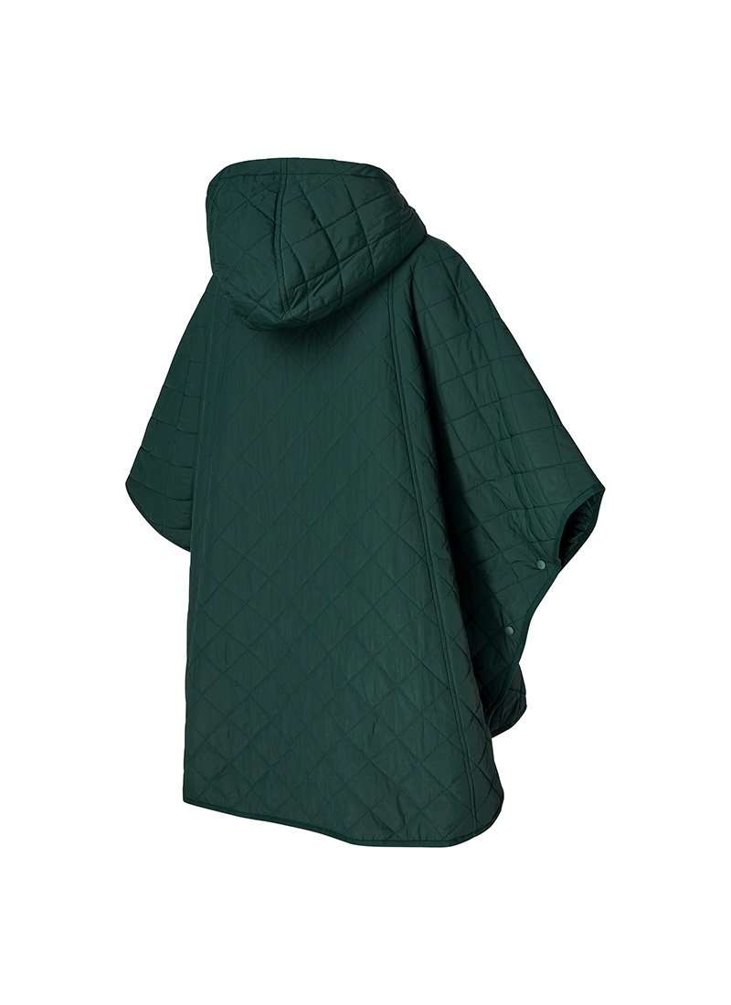 Quilted Hood Packable Poncho Hunter Green 6