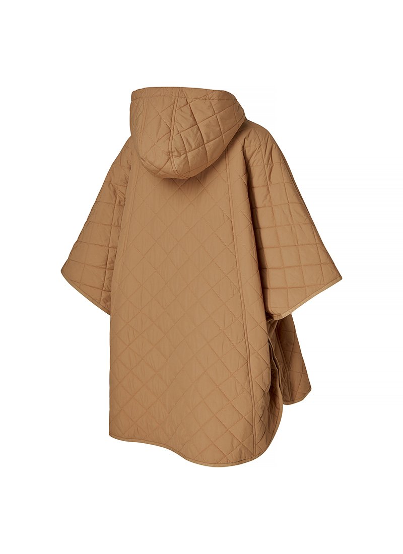 Quilted Hood Packable Poncho Toast Camel 7