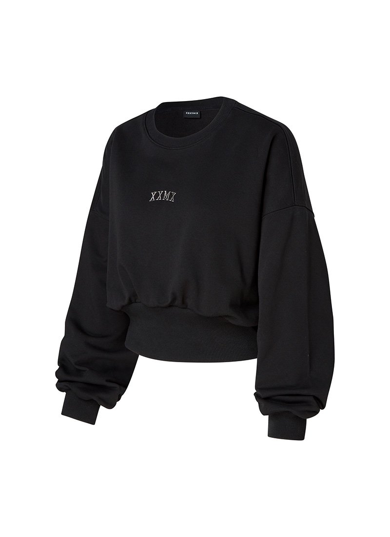 Wide Banding Crop Sweatshirt Black 4