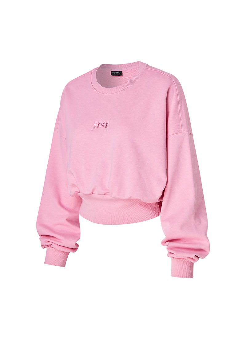 Wide Banding Crop Sweatshirt Neon Pink 4