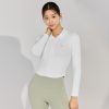 Soft Ribbed Collar Zip Up Ivory