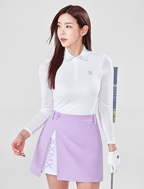 Fresh Waffle Half Zip Up Long Sleeve White