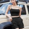 Light Stretch Women Cargo Shorts Black 1