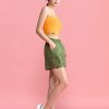 Light Stretch Women Cargo Shorts Kale Khaki 5